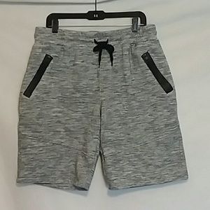 Foot Locker Mens 2XL Shorts Gray Heathered Knit Faux Leather Trim